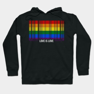 Love is Love Barcode LGBT Rainbow Flag Hoodie